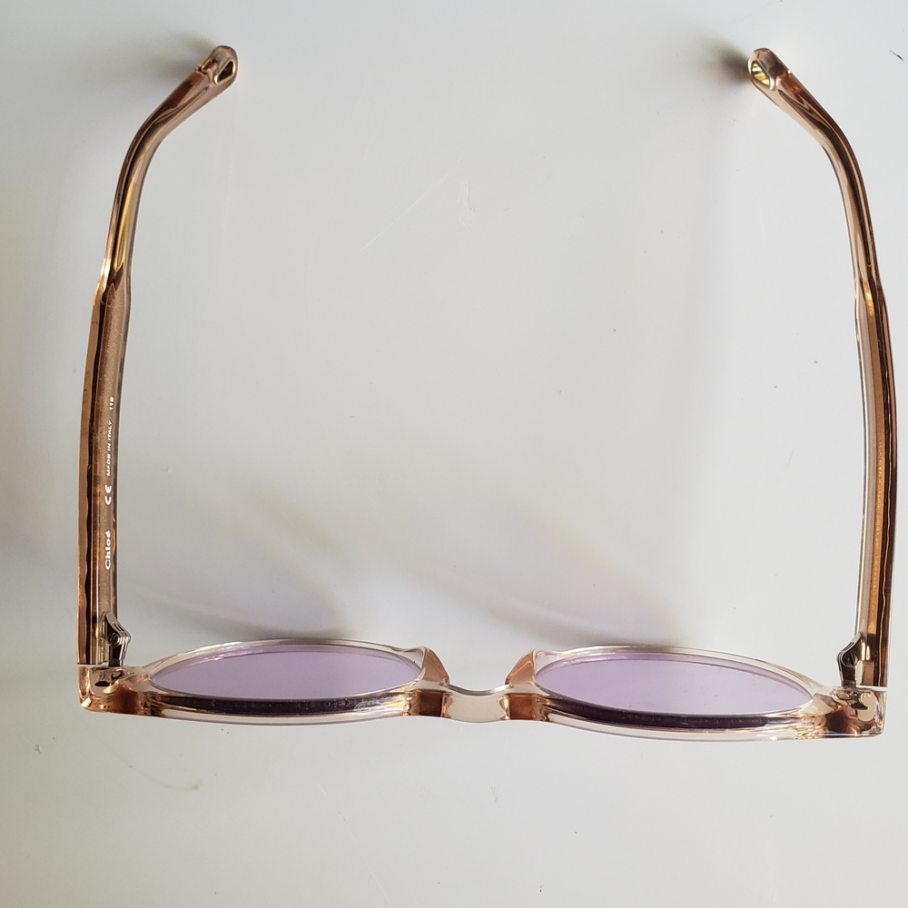 Chloe Round Translucent Pink Frame Sunglasses wit… - image 5